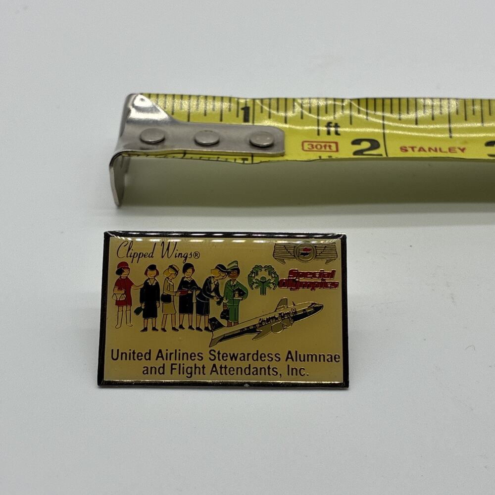 United Airlines Stewardess Alumnae Clipped Wings Special Olympics Pin 1.5" x 1"